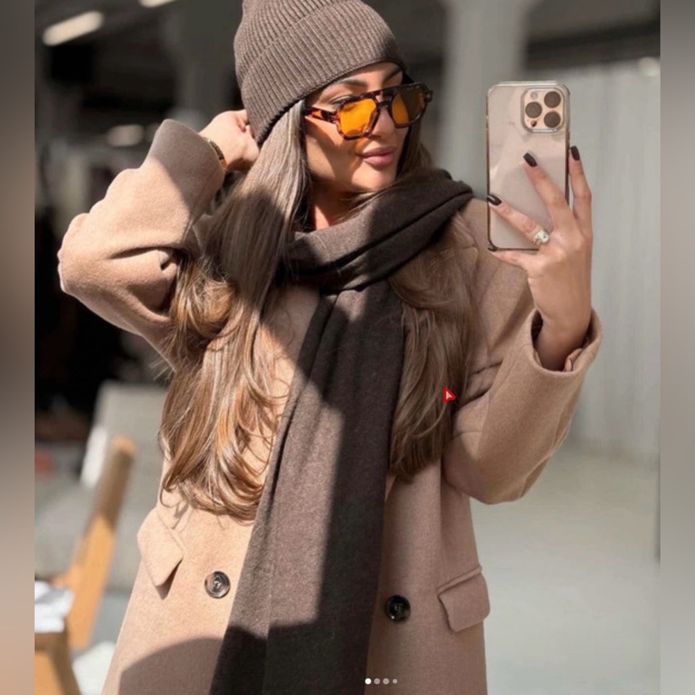 Tan Beanie and Scarf Set